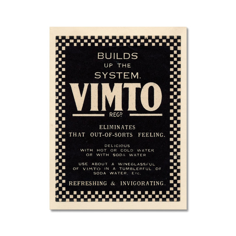 Vimto® Label First Cordial 1926 Fine Art Print