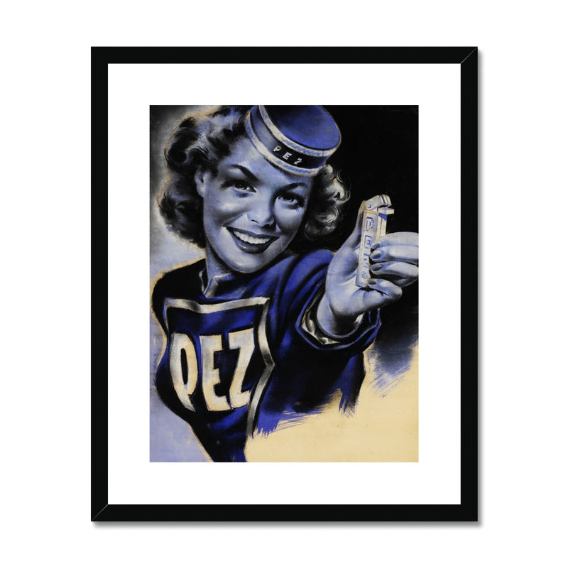 PEZ Lady Dark Blue Framed & Mounted Print